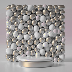 Beautiful background with beads, particles and simulation. 3d illustration, 3d rendering.