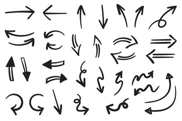 Hand drawn arrow vector icons set. sketch arrow design for business plan and education.