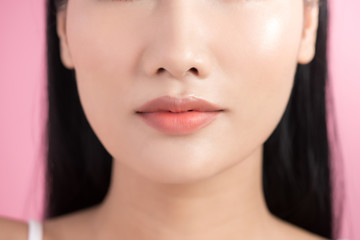 Obraz premium The close up shot of woman lips