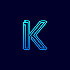 Letter K Modern Technology Logo Design Vector