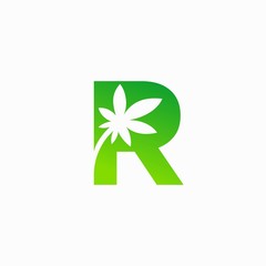 Cannabis leaf logo that formed letter R