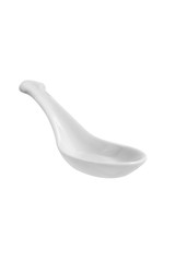 White ceramic spoon for Japanese food isolated on white background, vintage Japanese spoon