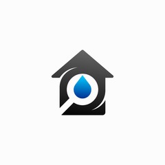 Water droplets logo with house silhouette