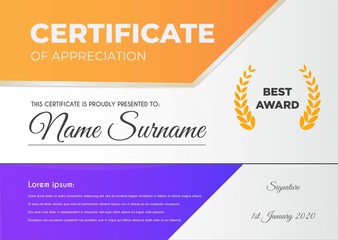 Obraz premium Certificate template with luxury and modern pattern suitable for diploma, conference, and honour. Vector illustration image