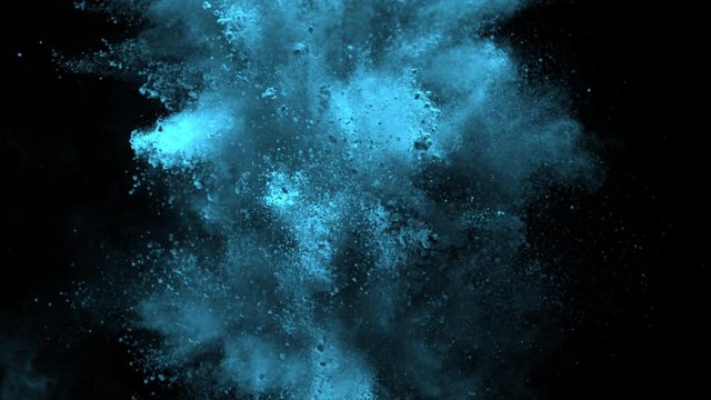 Super Slowmotion Shot of Color Powder Explosion Isolated on Black Background at 1000fps.