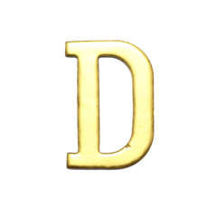 Letter D from Gold solid alphabet on white, This has clipping path.