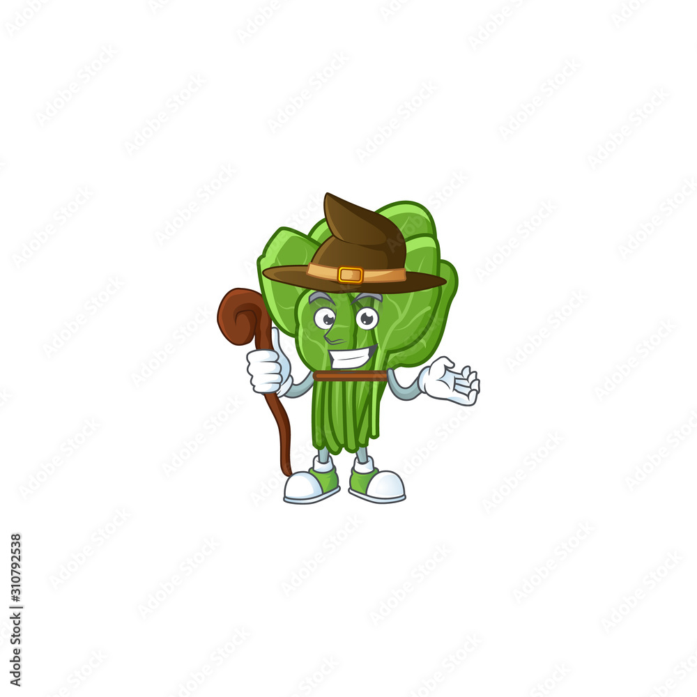 Sticker Happy Face Witch spinach cartoon character style