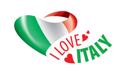 The national flag of the Italy and the inscription I love Italy. Vector illustration
