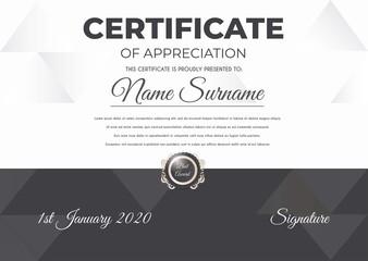 Certificate template with luxury and modern pattern suitable for diploma, conference, and honour. Vector illustration image