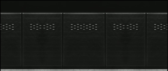 Black color of steel rolling shutter door of store of warehouse for abstract background and texture