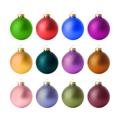 Set of beautiful Christmas balls on white background