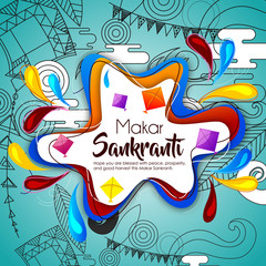 Modern and Creative Happy Makar Sankranti Festival Background Decorated with Kites
