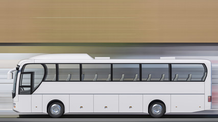 Side View of a White Passenger Bus in Broad Daylight 3D Rendering