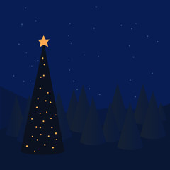 Christmas tree night star lights
