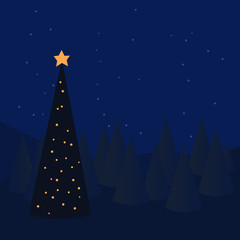 Christmas tree night star lights