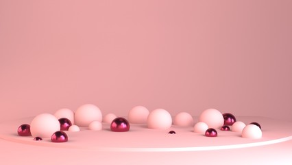3D Sample escenary for product advertising with plants spheres