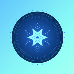 Winter mandala blue ice background
