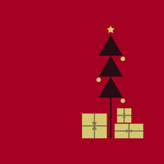 Naklejka na ściany i meble Christmas tree with gifts red