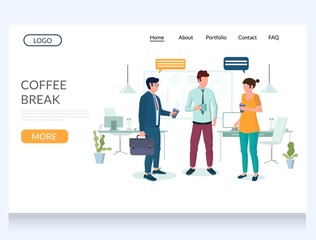 Coffee break vector website landing page design template