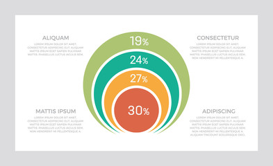 Set of green and turquoise, orange, red elements for infographic presentation slides with charts, graphs, steps, circles, number options.