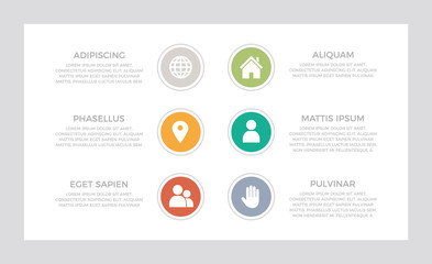 Set of green, turquoise, orange and red elements for infographic presentation slides with charts, graphs, steps, circles, number options.