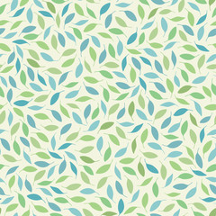 Vector spring leaves seamless repeat pattern background.