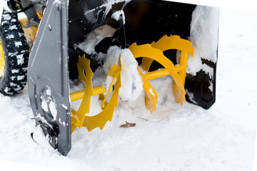 Snowthrower ready for cleaning the snow in the winter after a snowstorm