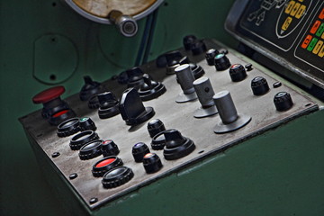 Analog control panel of old metal-removal machine tool