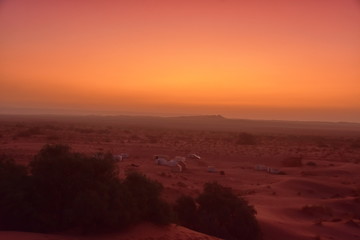 Sunrise in the Merzouga Erg Chebbi dunes, Morocco