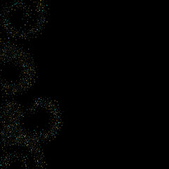 Gold, Blue stars, sprocket, shiny confetti. 