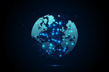 EPS 10 vector. Earth in technology style. Connection and globalization concept.