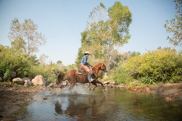 Running Across A creek on Horseback