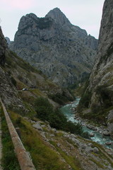 Valley of Rio Cares at hiking track Ruta del Cares from Poncebos to Cain in Picos de Europa in Asturia,Spain,Europe