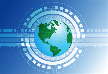 Digital world technology concept. abstract tech background. 3d illustration.