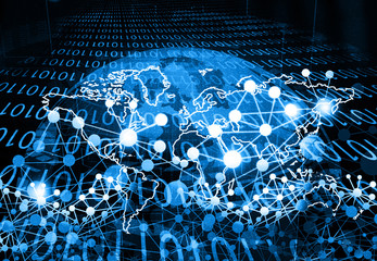 global communication network connections. 3d illustration..