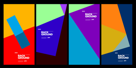 Obraz premium New 2020 Cover and Poster Design Template for Magazine. Trendy Abstract Colorful Geometric and Curve Vector Illustration Collage with Typography for Cover, book, social media story, and Page Layout De
