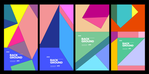 Obraz premium New 2020 Cover and Poster Design Template for Magazine. Trendy Abstract Colorful Geometric and Curve Vector Illustration Collage with Typography for Cover, book, social media story, and Page Layout De