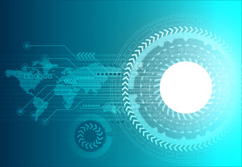 Digital world technology concept. abstract tech background. 3d illustration.