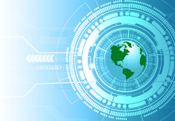 Fototapeta premium Digital world technology concept. abstract tech background. 3d illustration..