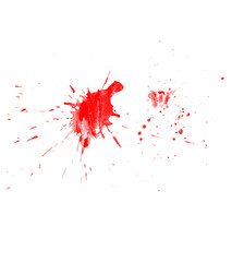 Red watercolor splash isolated on white background. Red splatter brush
