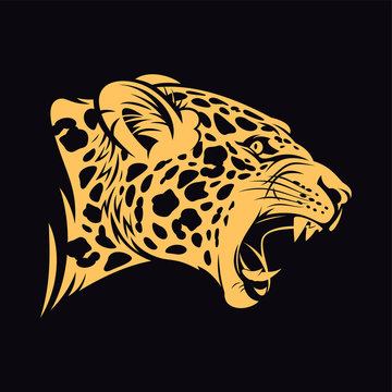 Growling jaguar vector illustration. Wild cat head.