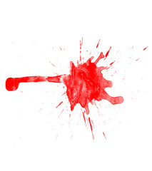 Red paint splash isolated on white background. Red paint brush for painting