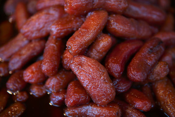 Thai dessert, red banana in syrup.