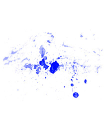 Fototapeta premium Blue watercolor drops background. Blue spots brush