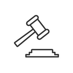 Law Icon in trendy flat style isolated on grey background. Judge Gavel symbol for your web site design, logo, app, UI. Vector illustration, EPS10