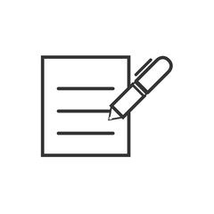 Taking note icon thin line for web and mobile, modern minimalistic flat design. Vector dark grey icon on light grey background