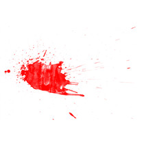 Illustration of a red watercolor splatter isolated on white. Red brush background