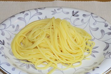 皿に盛り付けたスパゲティー