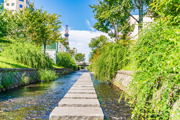 北海道の夏 札幌 創成川通り周辺の風景