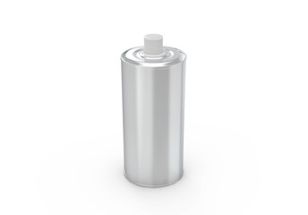 Blank metallic olive oil tin can mockup template on isolated white background, 3d illustration